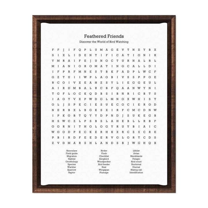 Custom Birding Word Search Art Print#color-finish_espresso-floater-frame