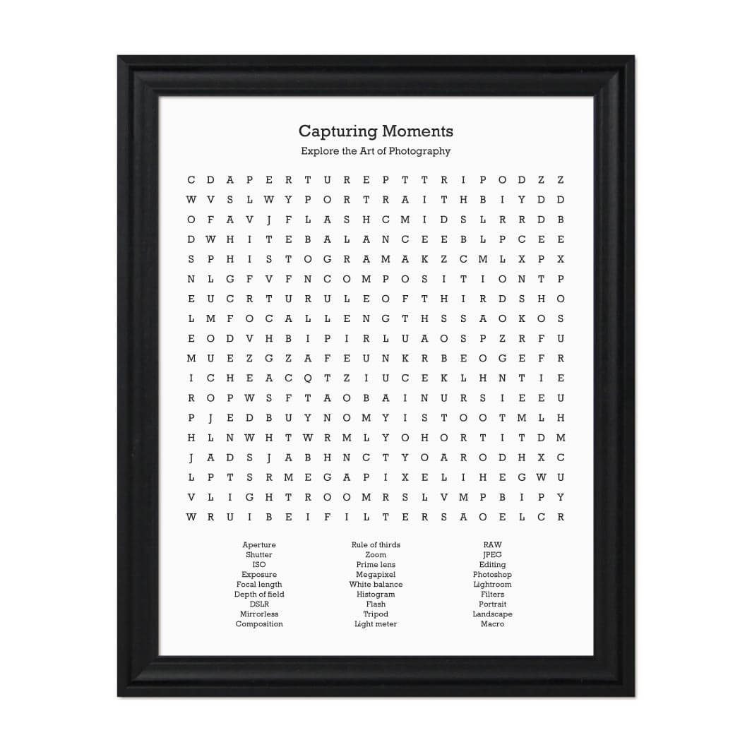 Custom Photography Word Search Art Print#color-finish_black-beveled-frame