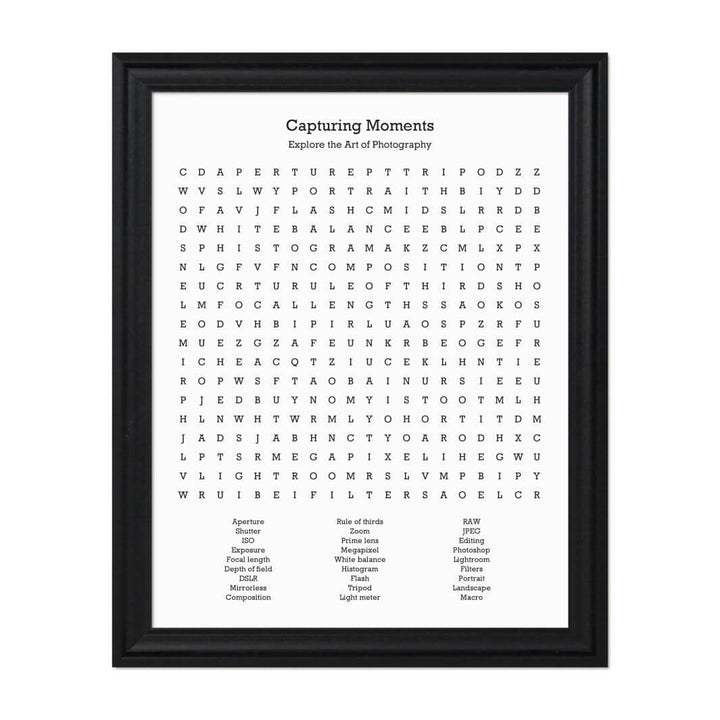 Custom Photography Word Search Art Print#color-finish_black-beveled-frame