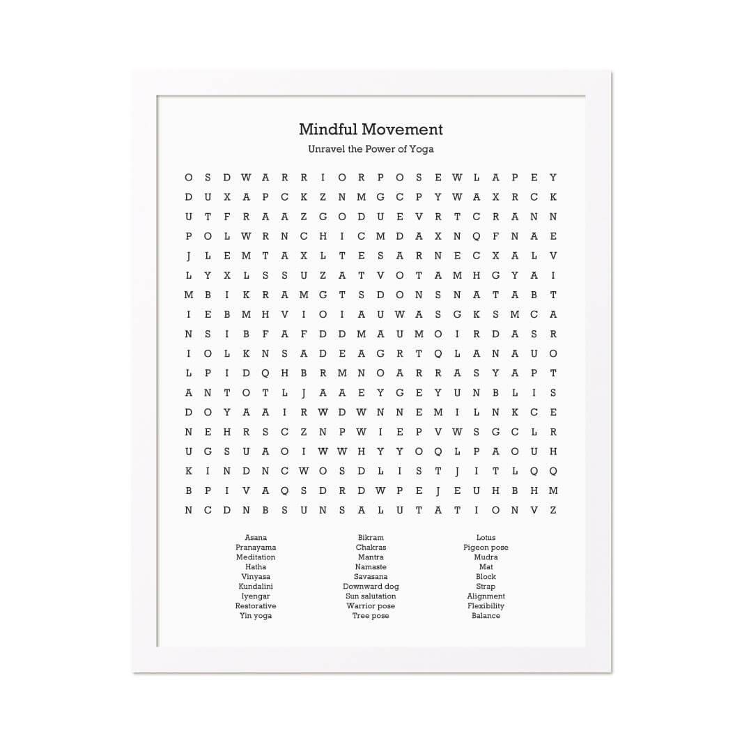 Custom Yoga Word Search Art Print#color-finish_white-thin-frame