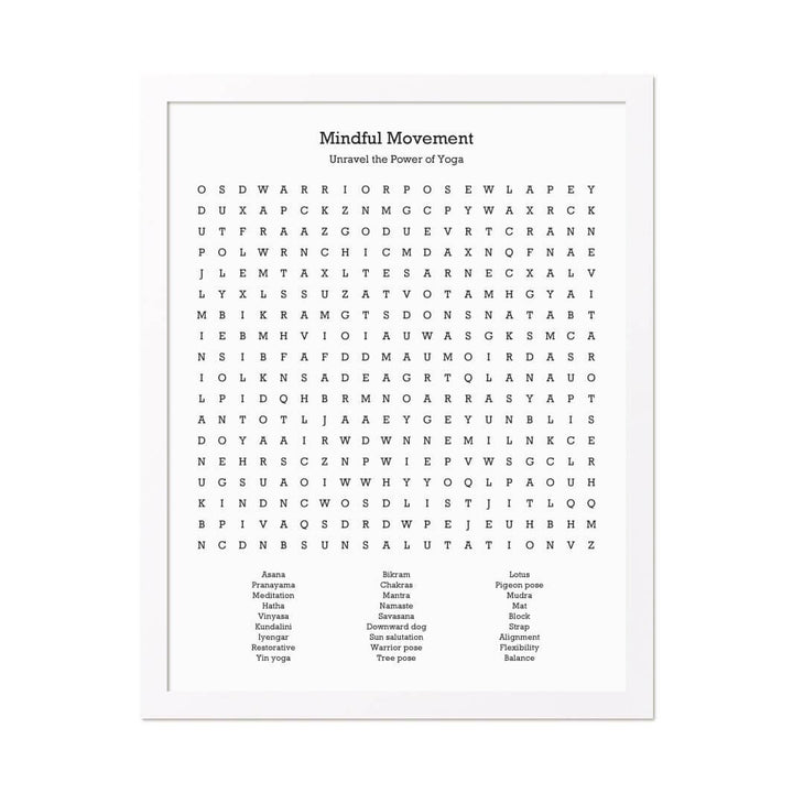 Custom Yoga Word Search Art Print#color-finish_white-thin-frame