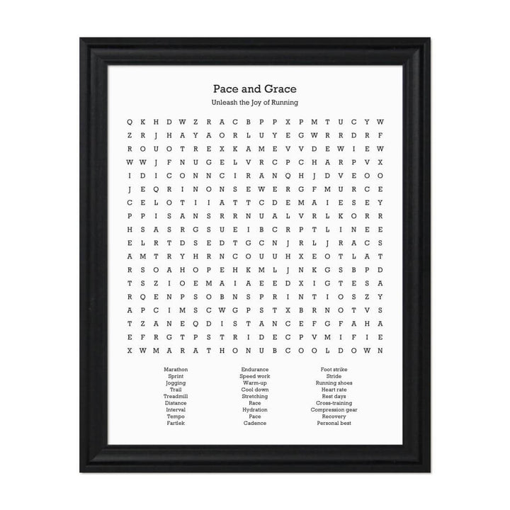 Custom Running Word Search Art Print#color-finish_black-beveled-frame
