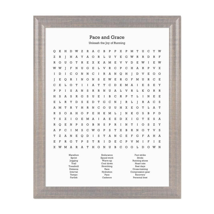 Custom Running Word Search Art Print#color-finish_gray-beveled-frame