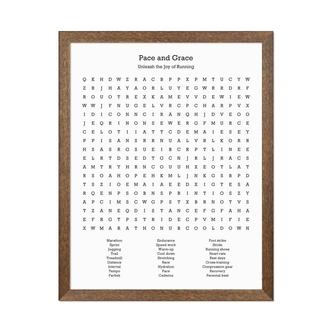 Custom Running Word Search Art Print#color-finish_walnut-thin-frame
