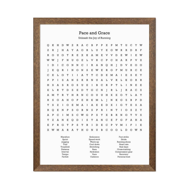 Custom Running Word Search Art Print#color-finish_walnut-thin-frame