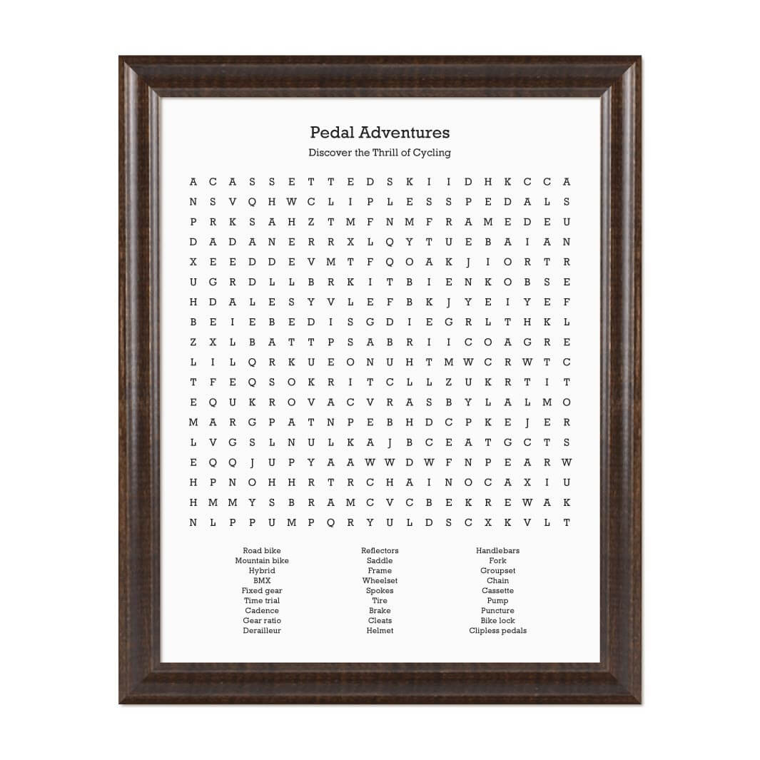 Custom Cycling Word Search Art Print#color-finish_espresso-beveled-frame