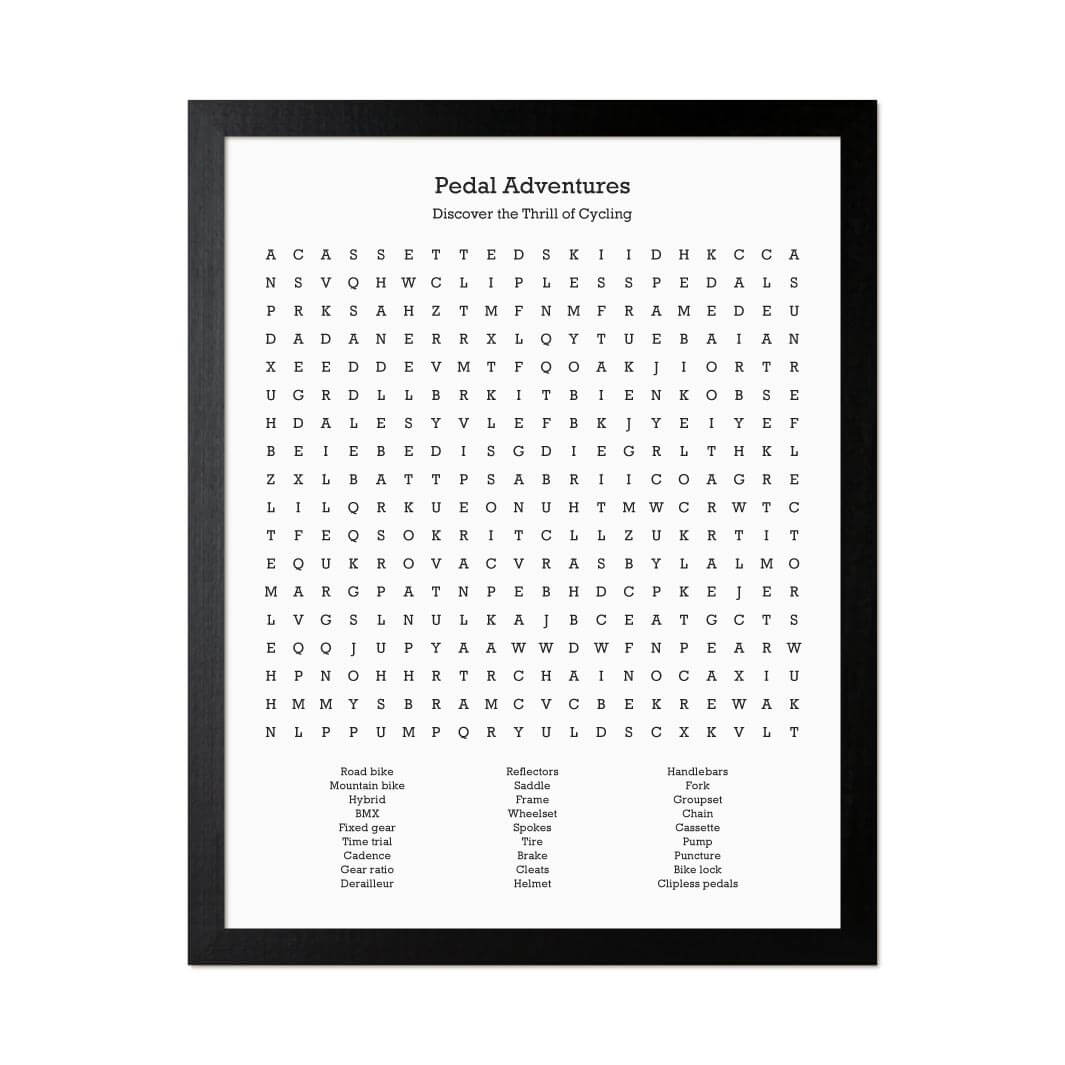 Custom Cycling Word Search Art Print#color-finish_black-thin-frame