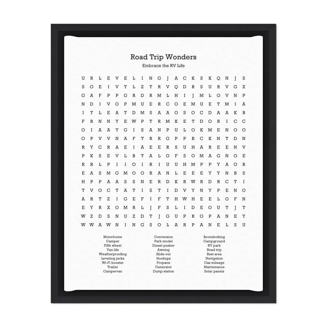 Custom RV Travel Word Search Art Print#color-finish_black-floater-frame