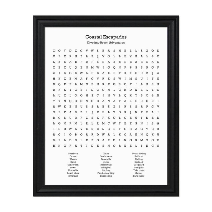 Custom Beach Word Search Art Print#color-finish_black-beveled-frame