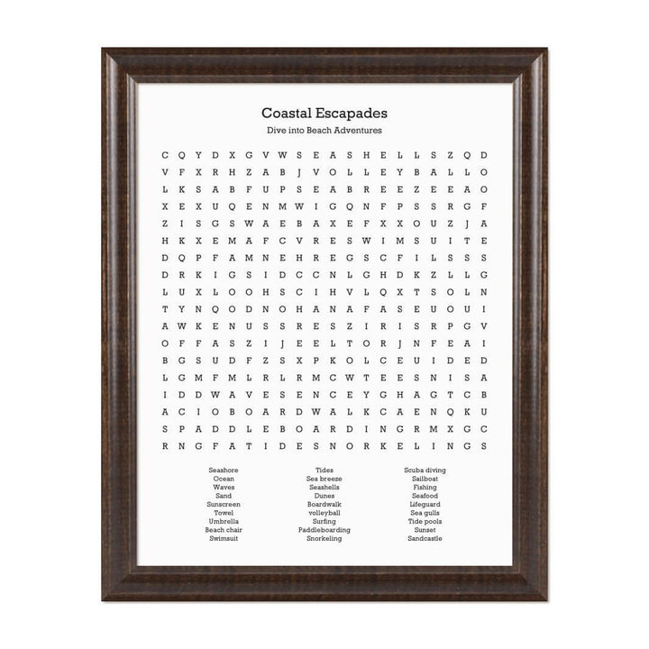 Custom Beach Word Search Art Print#color-finish_espresso-beveled-frame