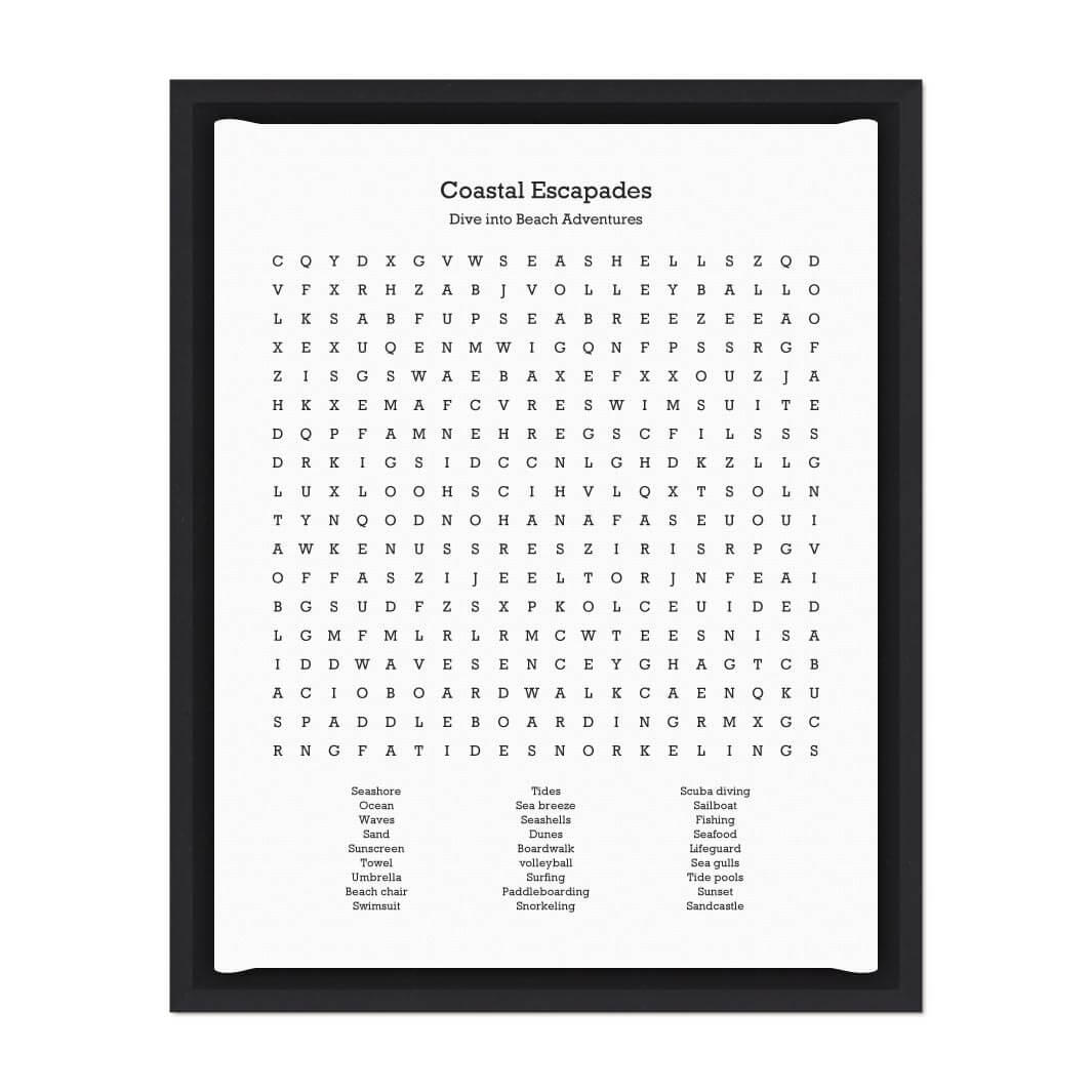 Custom Beach Word Search Art Print#color-finish_black-floater-frame
