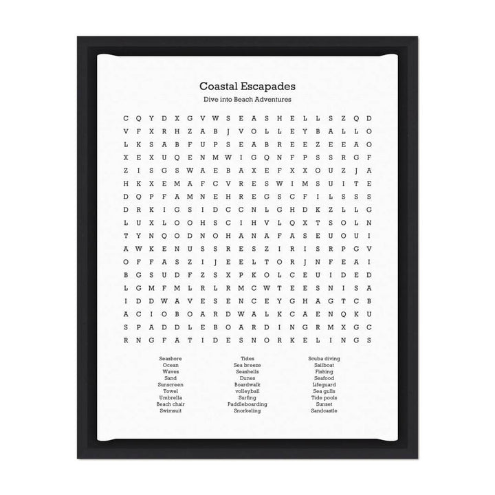 Custom Beach Word Search Art Print#color-finish_black-floater-frame