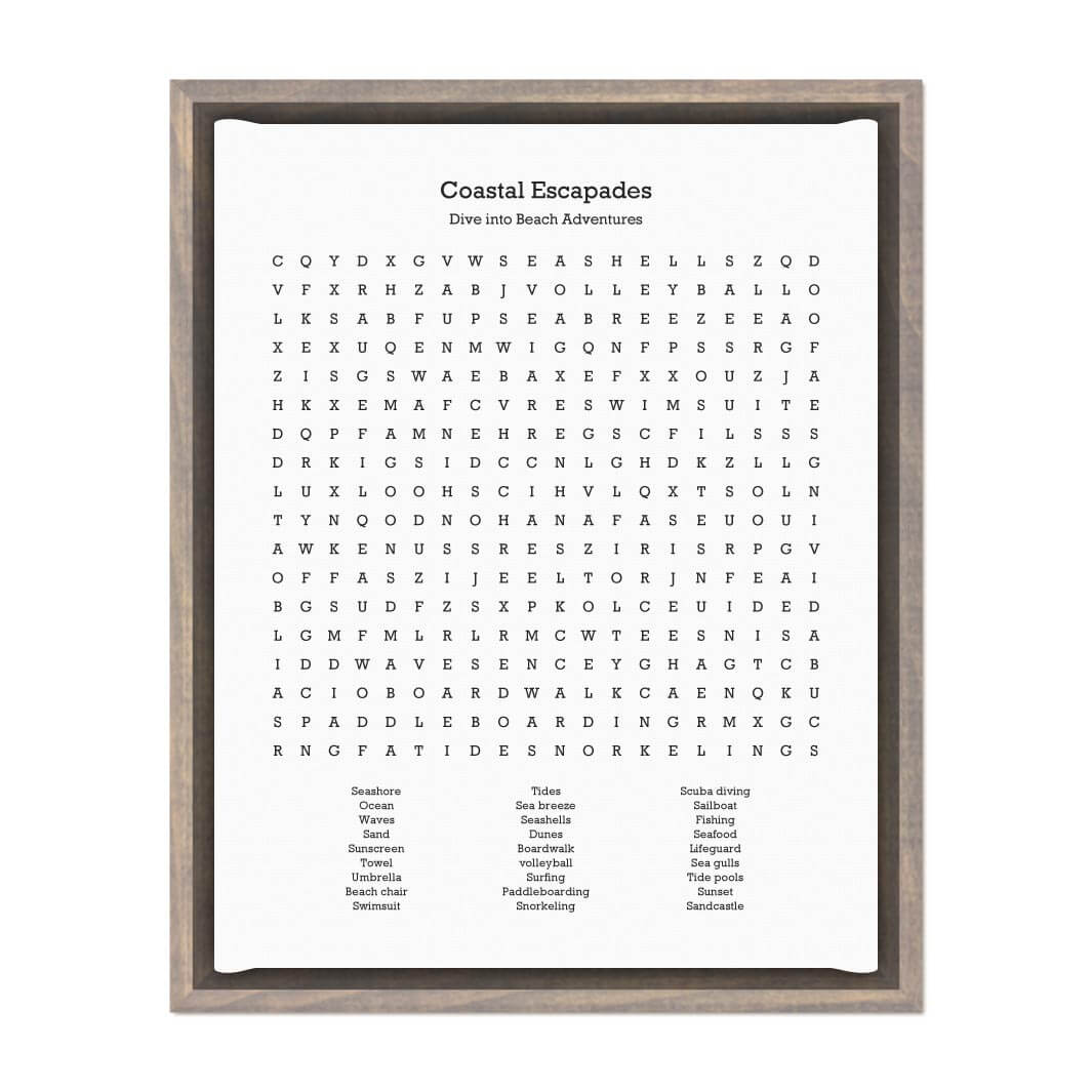 Custom Beach Word Search Art Print#color-finish_gray-floater-frame