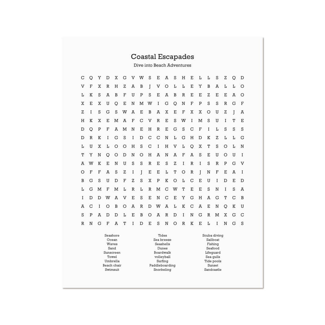 Custom Beach Word Search Art Print#color-finish_unframed