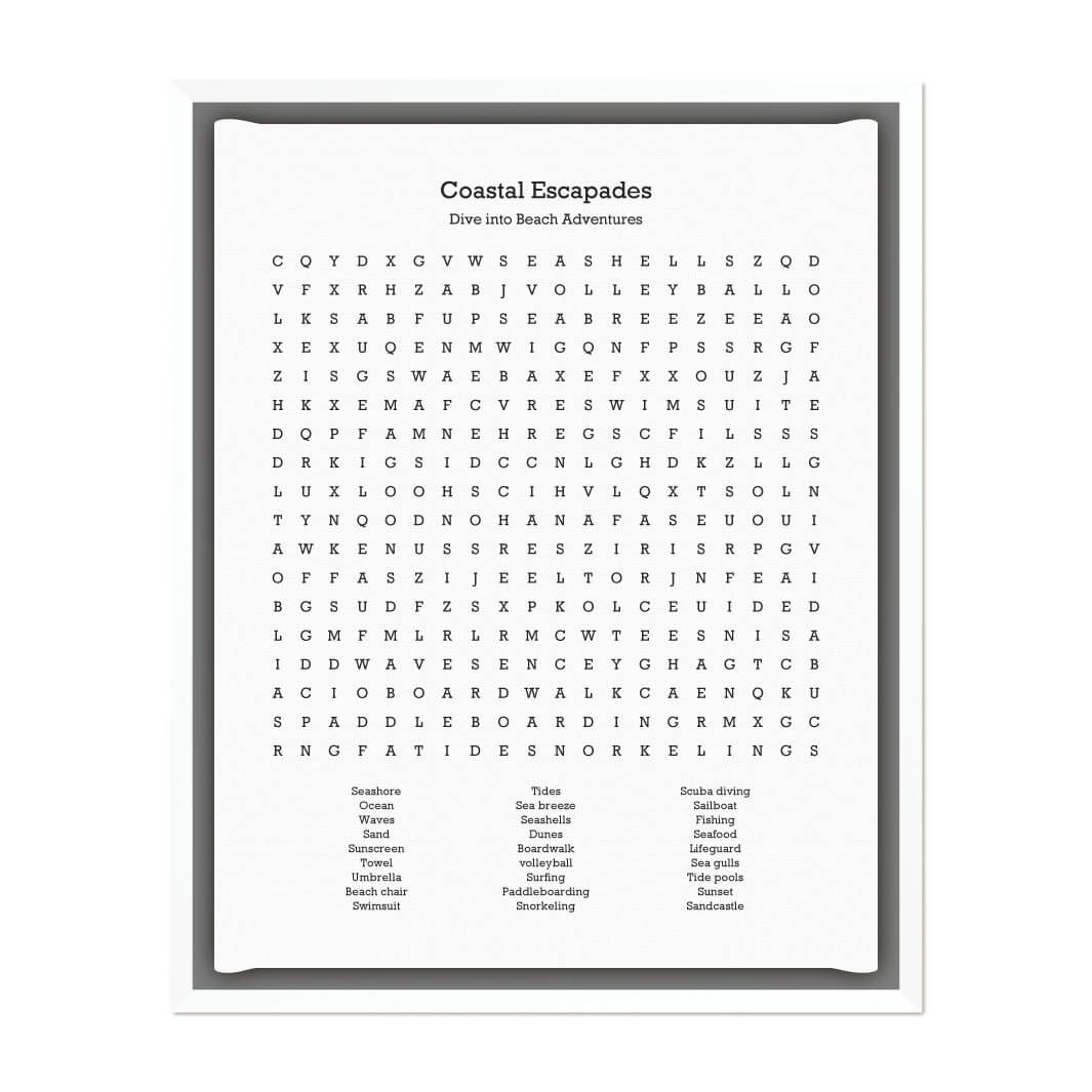 Custom Beach Word Search Art Print#color-finish_white-floater-frame