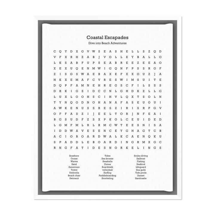 Custom Beach Word Search Art Print#color-finish_white-floater-frame