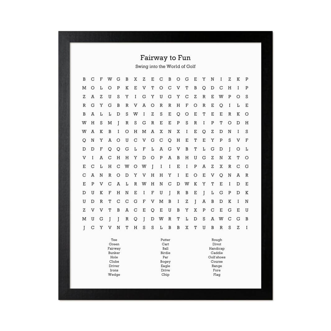Custom Golfing Word Search Art Print#color-finish_black-thin-frame