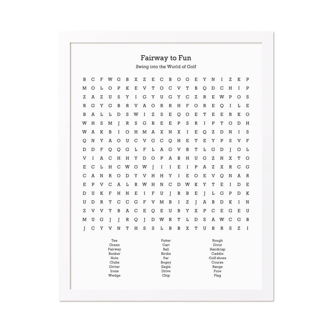 Custom Golfing Word Search Art Print#color-finish_white-thin-frame