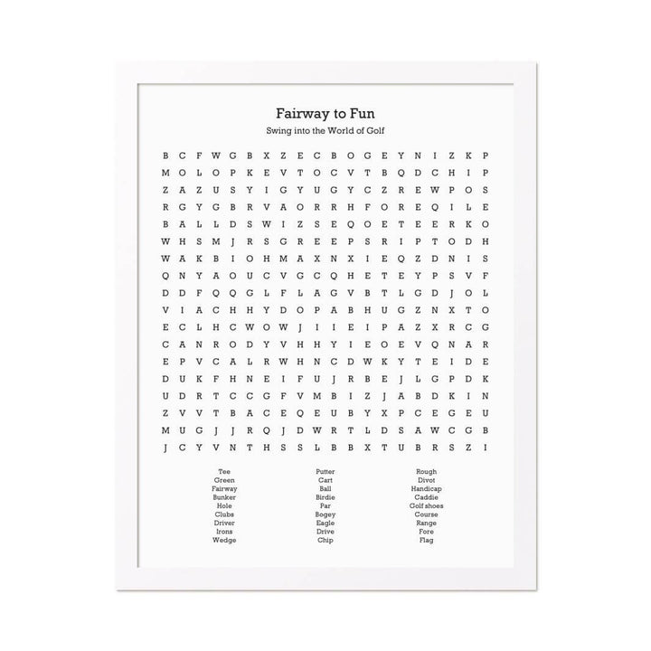 Custom Golfing Word Search Art Print#color-finish_white-thin-frame