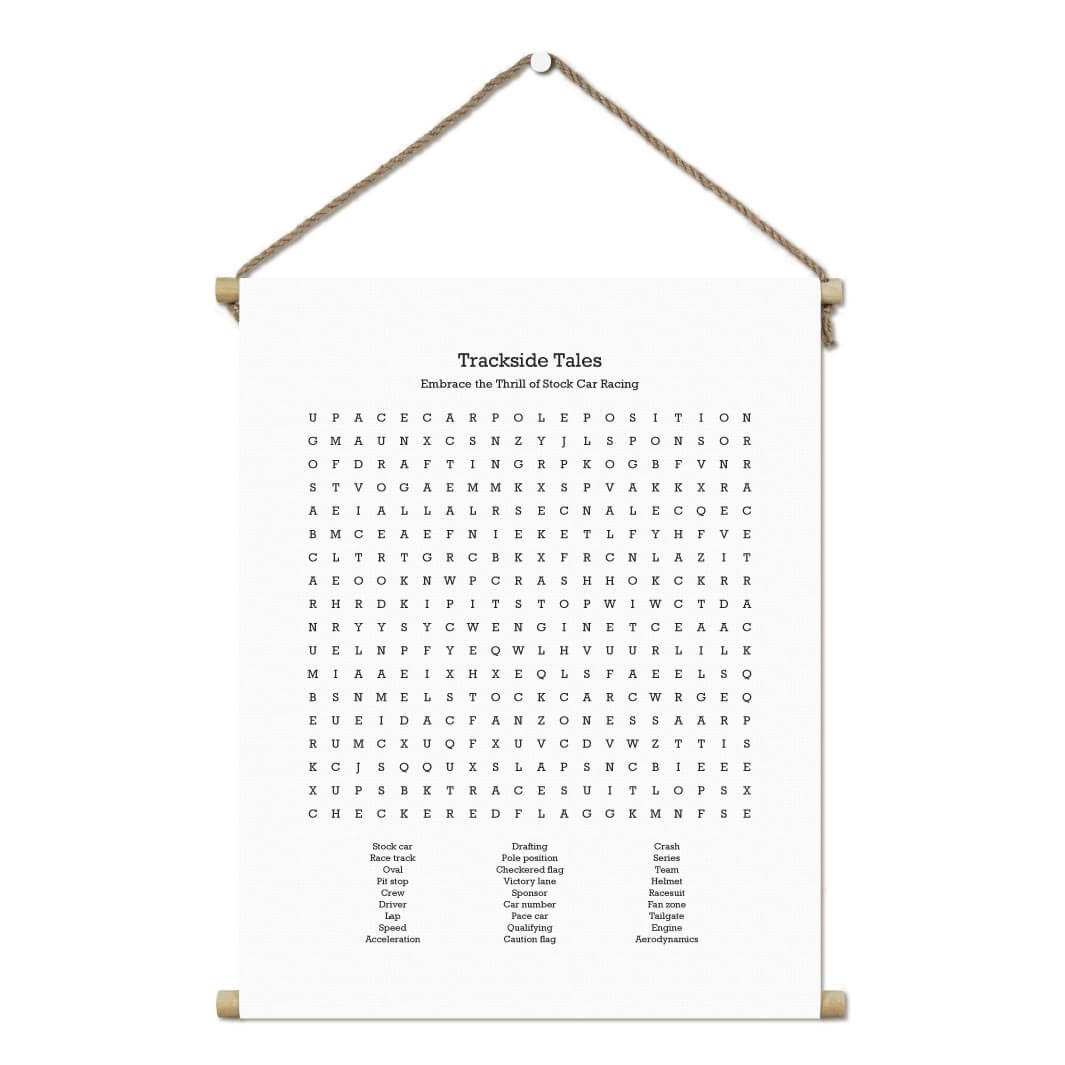 Custom Stock Car Racing Word Search Art Print#color-finish_hanging-canvas