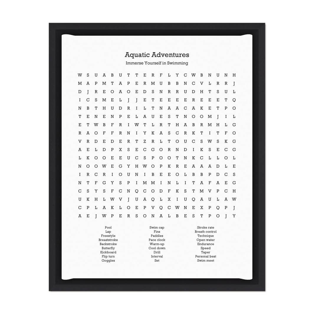 Custom Swimming Word Search Art Print#color-finish_black-floater-frame