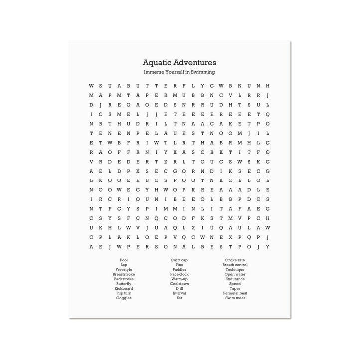 Custom Swimming Word Search Art Print#color-finish_unframed