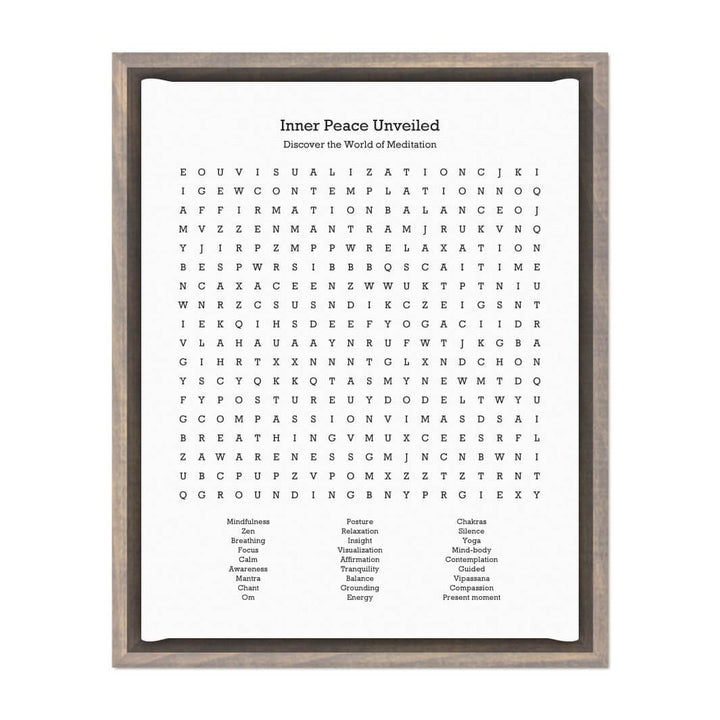 Custom Meditation Word Search Art Print#color-finish_gray-floater-frame