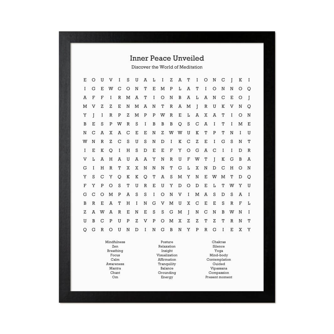Custom Meditation Word Search Art Print#color-finish_black-thin-frame