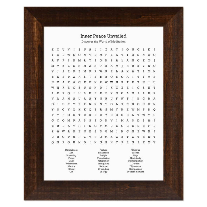 Custom Meditation Word Search Art Print#color-finish_espresso-wide-frame