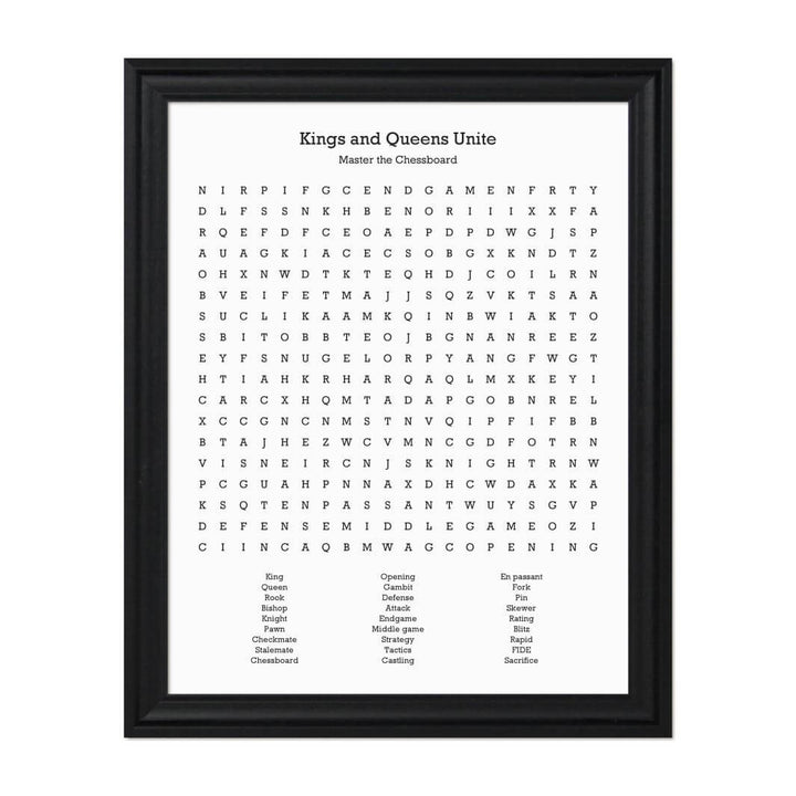 Custom Chess Word Search Art Print#color-finish_black-beveled-frame
