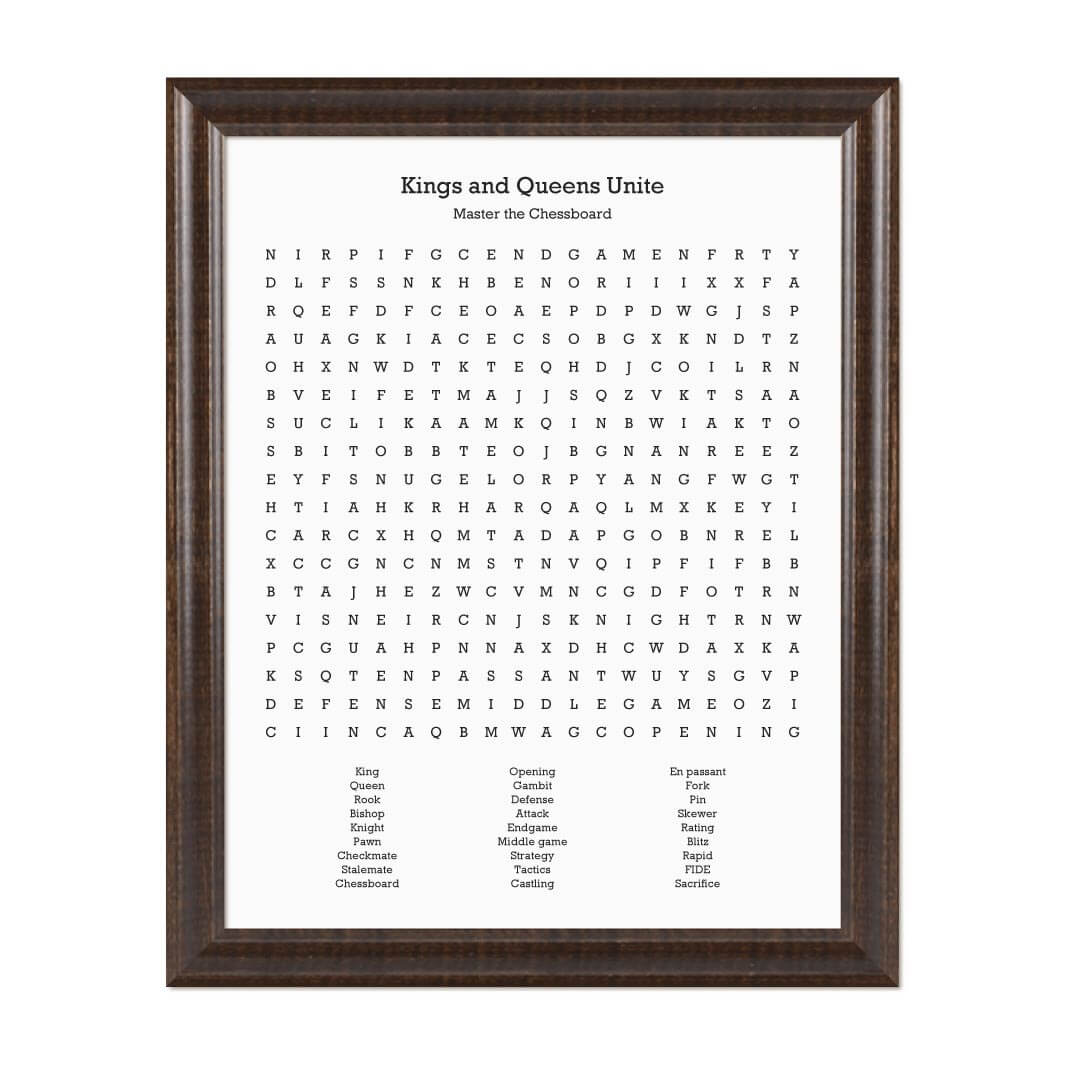 Custom Chess Word Search Art Print#color-finish_espresso-beveled-frame