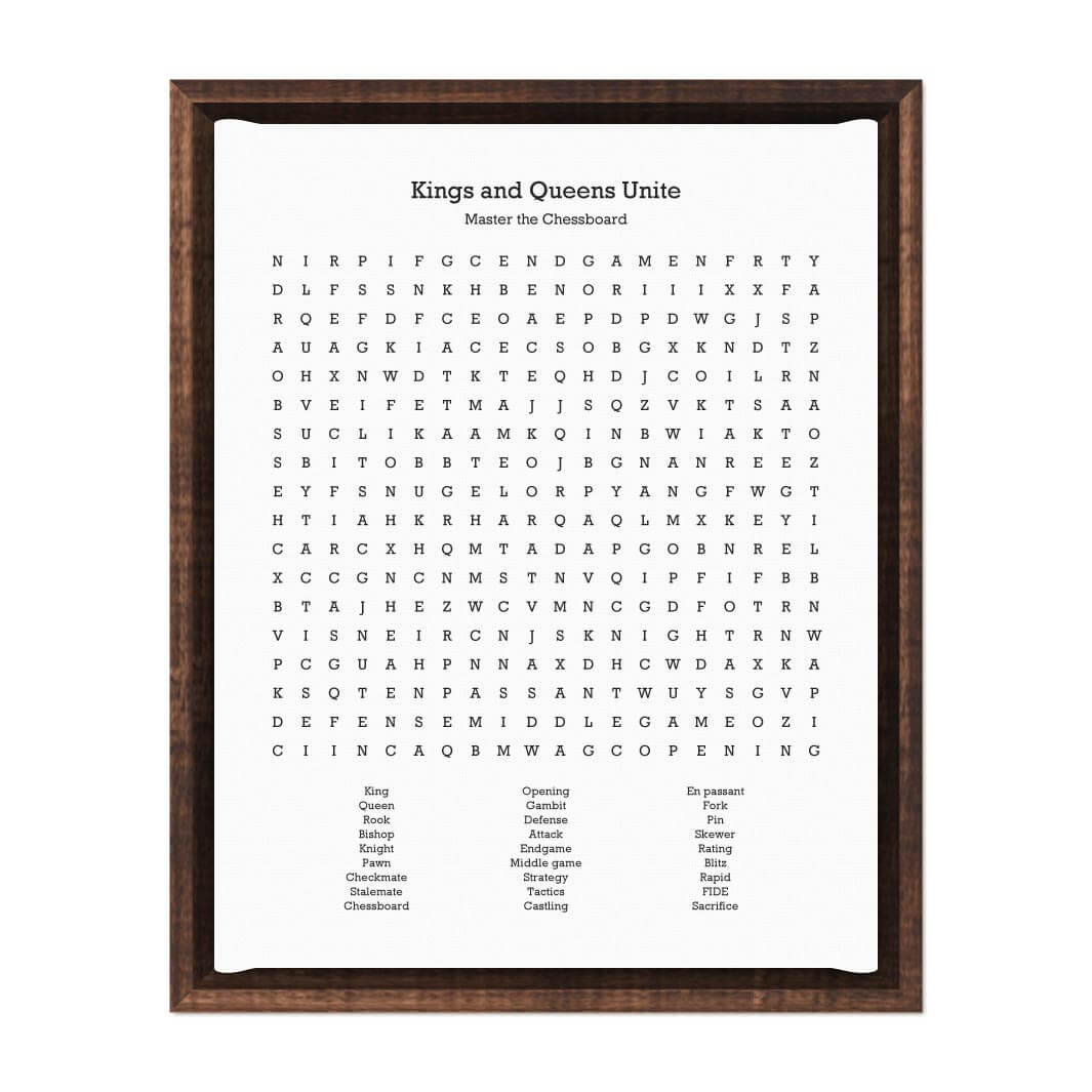 Custom Chess Word Search Art Print#color-finish_espresso-floater-frame