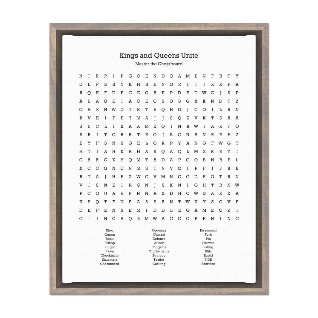 Custom Chess Word Search Art Print#color-finish_gray-floater-frame