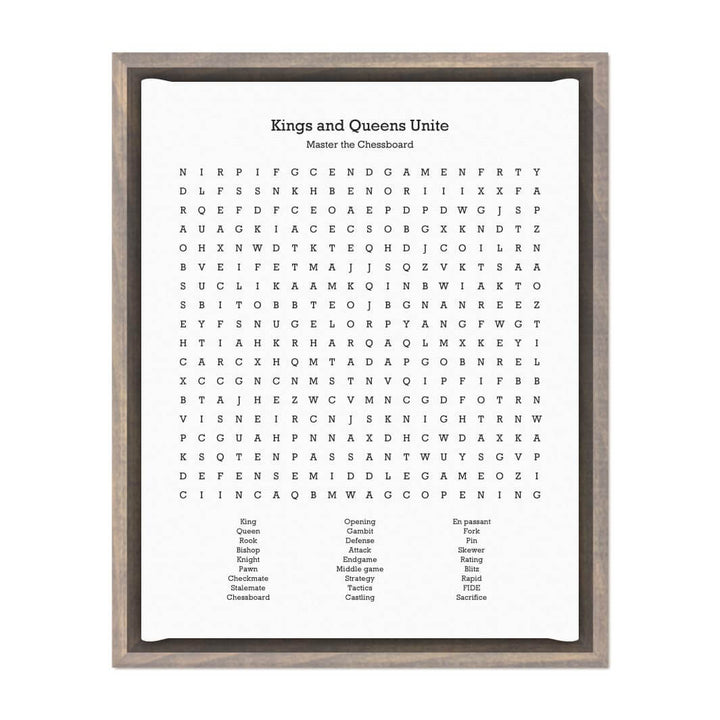 Custom Chess Word Search Art Print#color-finish_gray-floater-frame