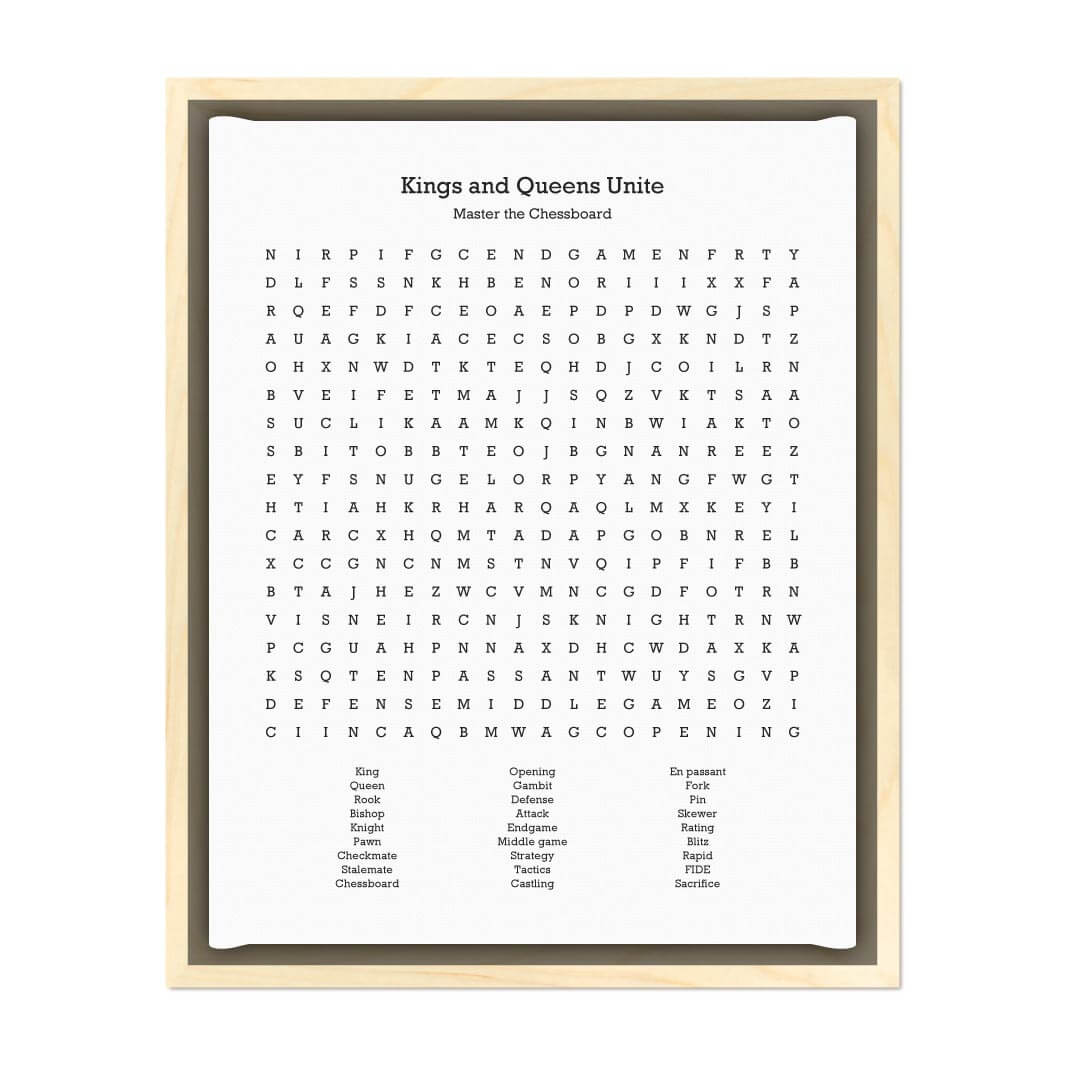 Custom Chess Word Search Art Print#color-finish_light-wood-floater-frame