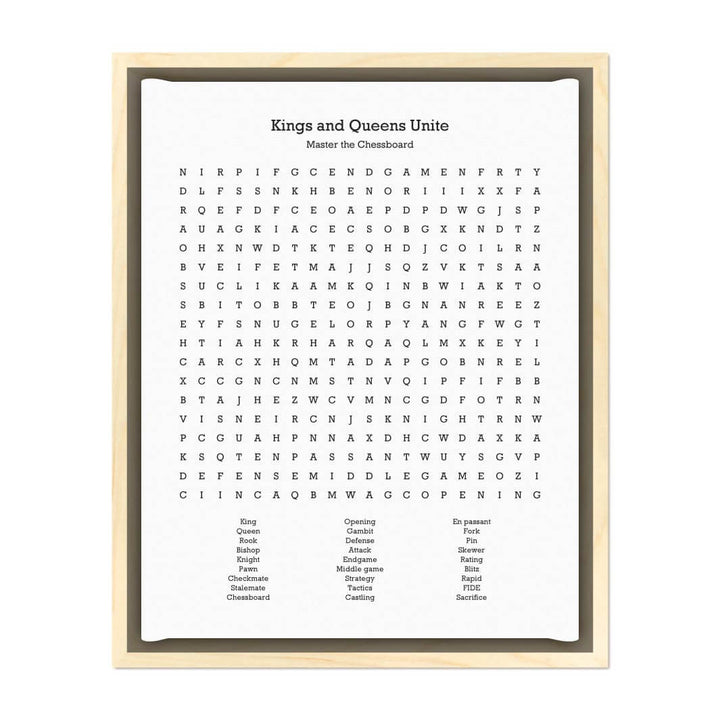 Custom Chess Word Search Art Print#color-finish_light-wood-floater-frame