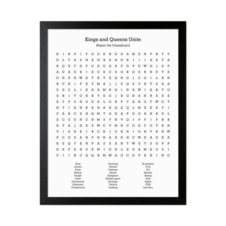 Custom Chess Word Search Art Print#color-finish_black-thin-frame