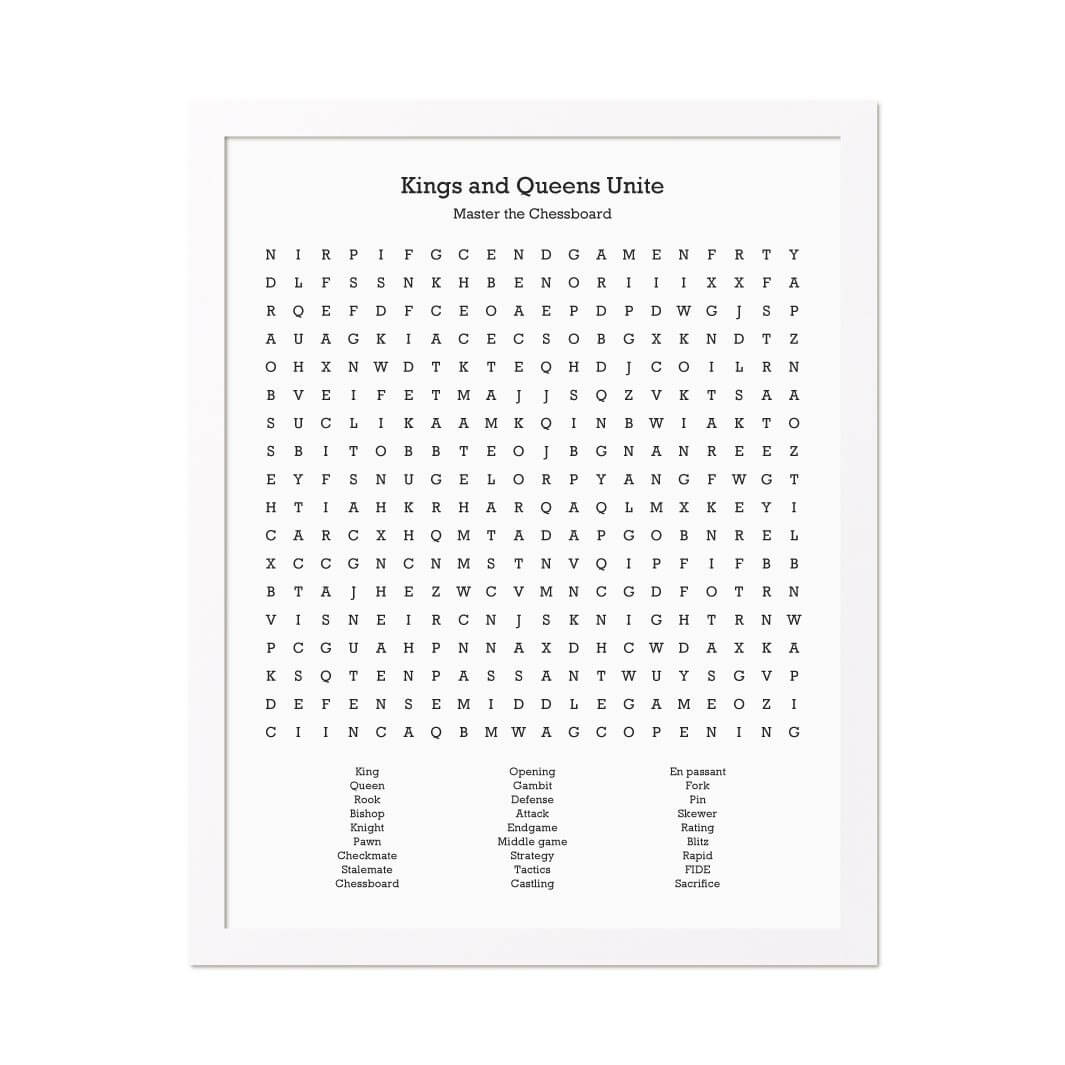 Custom Chess Word Search Art Print#color-finish_white-thin-frame