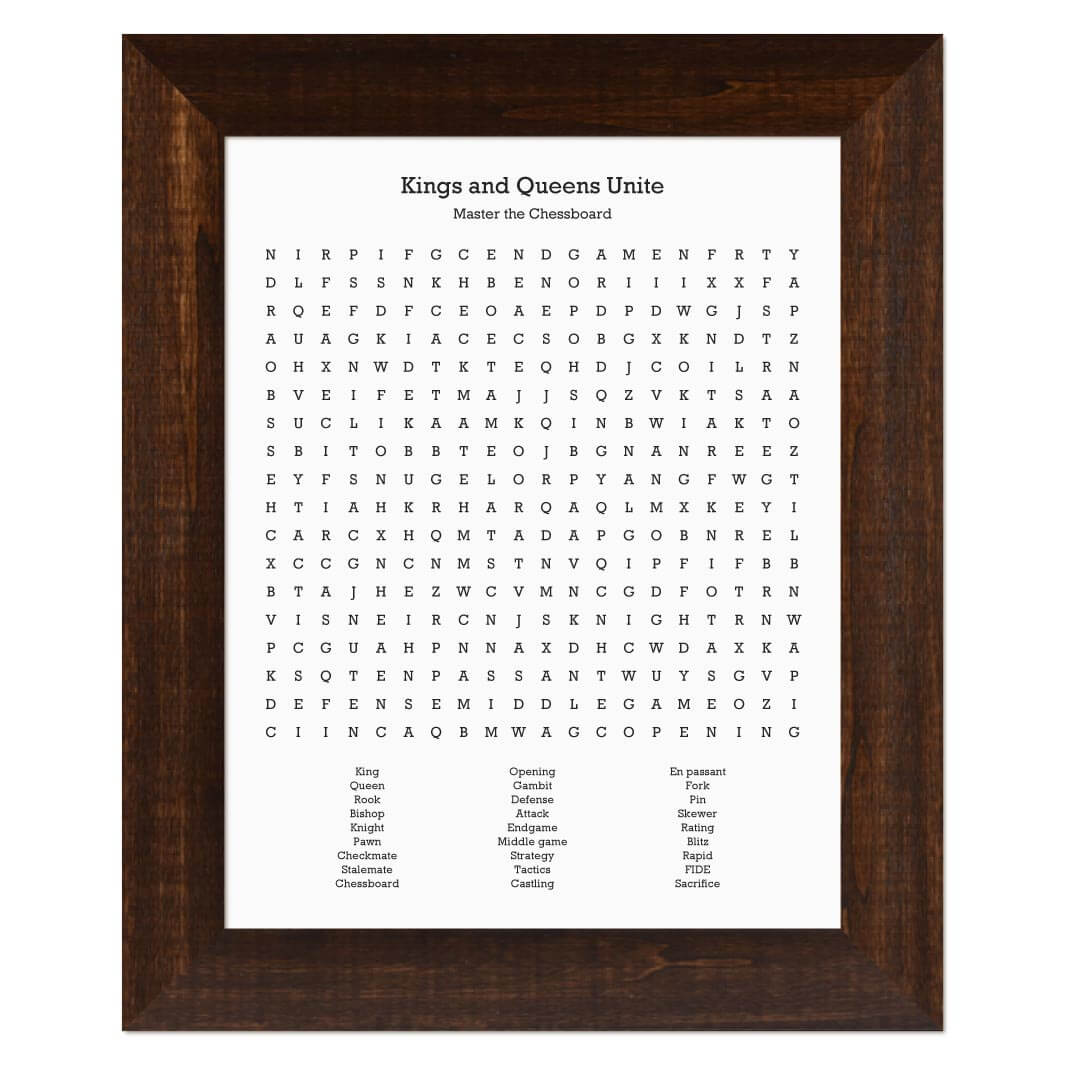 Custom Chess Word Search Art Print#color-finish_espresso-wide-frame