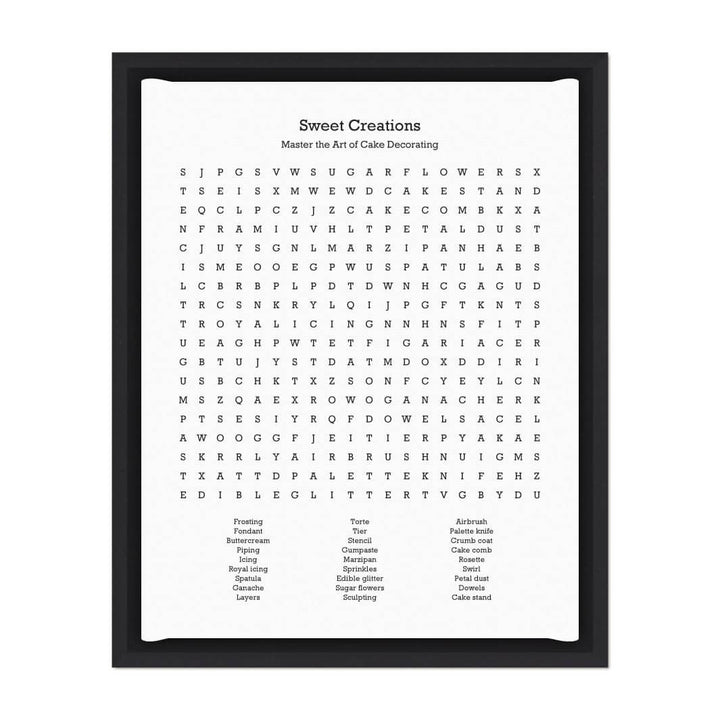 Custom Cake Decorating Word Search Art Print#color-finish_black-floater-frame