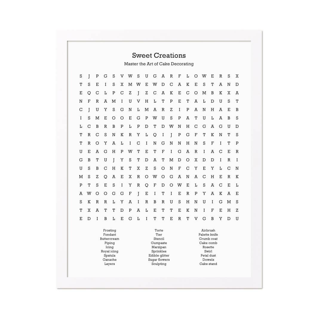 Custom Cake Decorating Word Search Art Print#color-finish_white-thin-frame