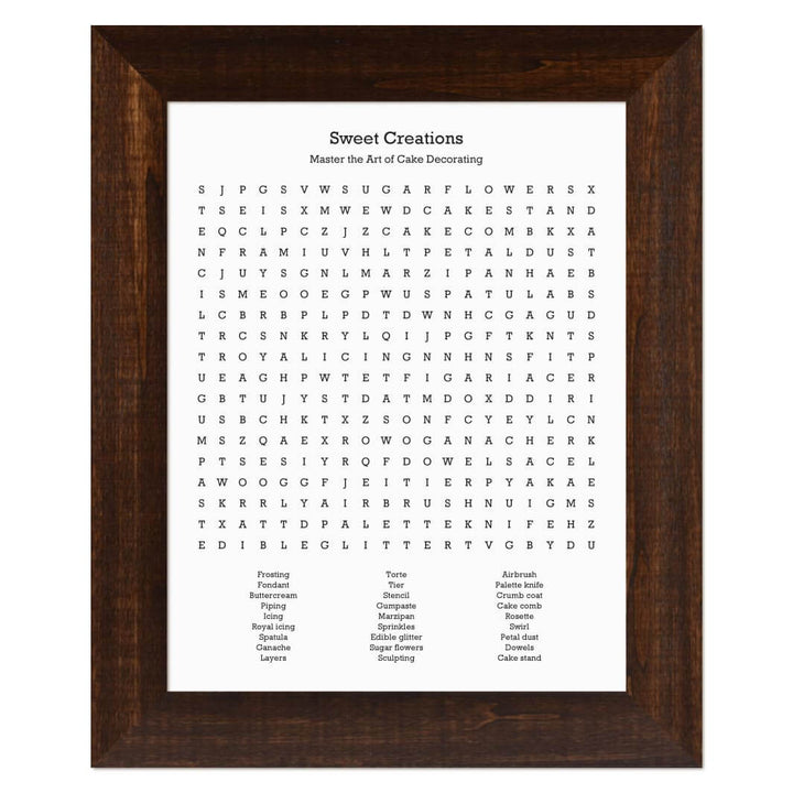 Custom Cake Decorating Word Search Art Print#color-finish_espresso-wide-frame
