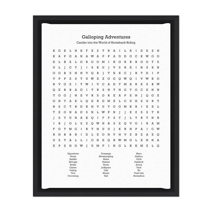 Custom Horseback Riding Word Search Art Print#color-finish_black-floater-frame