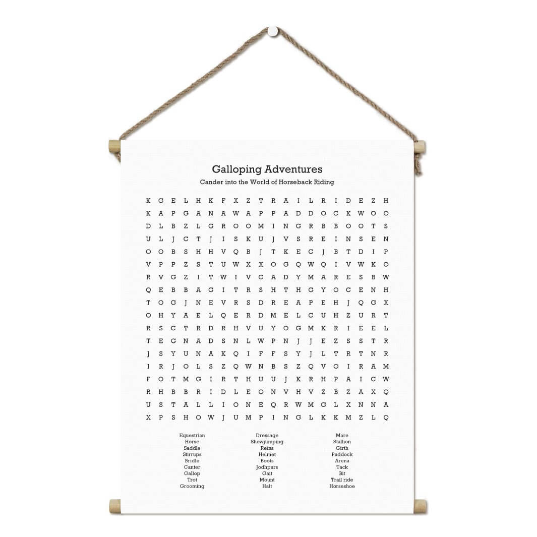 Custom Horseback Riding Word Search Art Print#color-finish_hanging-canvas
