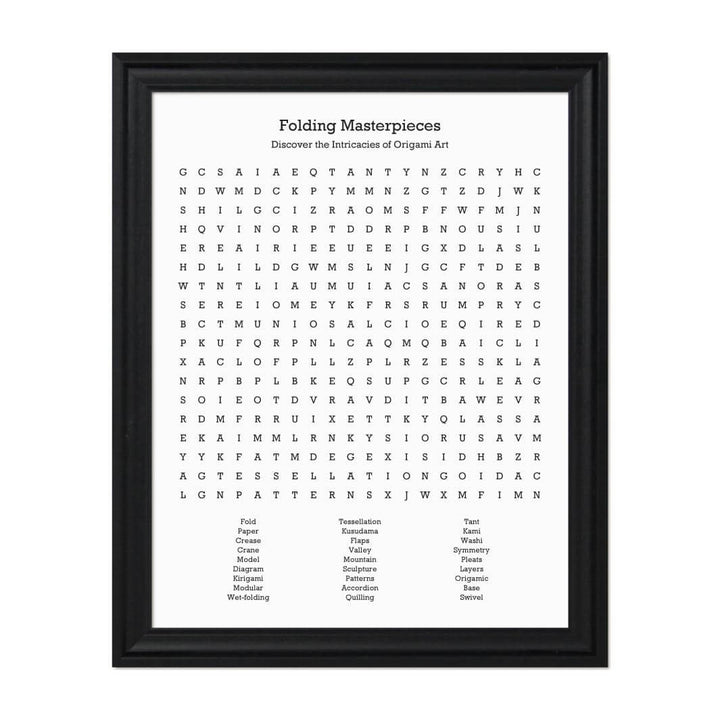 Custom Oragami Word Search Art Print#color-finish_black-beveled-frame