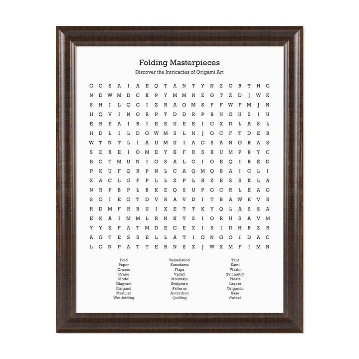 Custom Oragami Word Search Art Print#color-finish_espresso-beveled-frame
