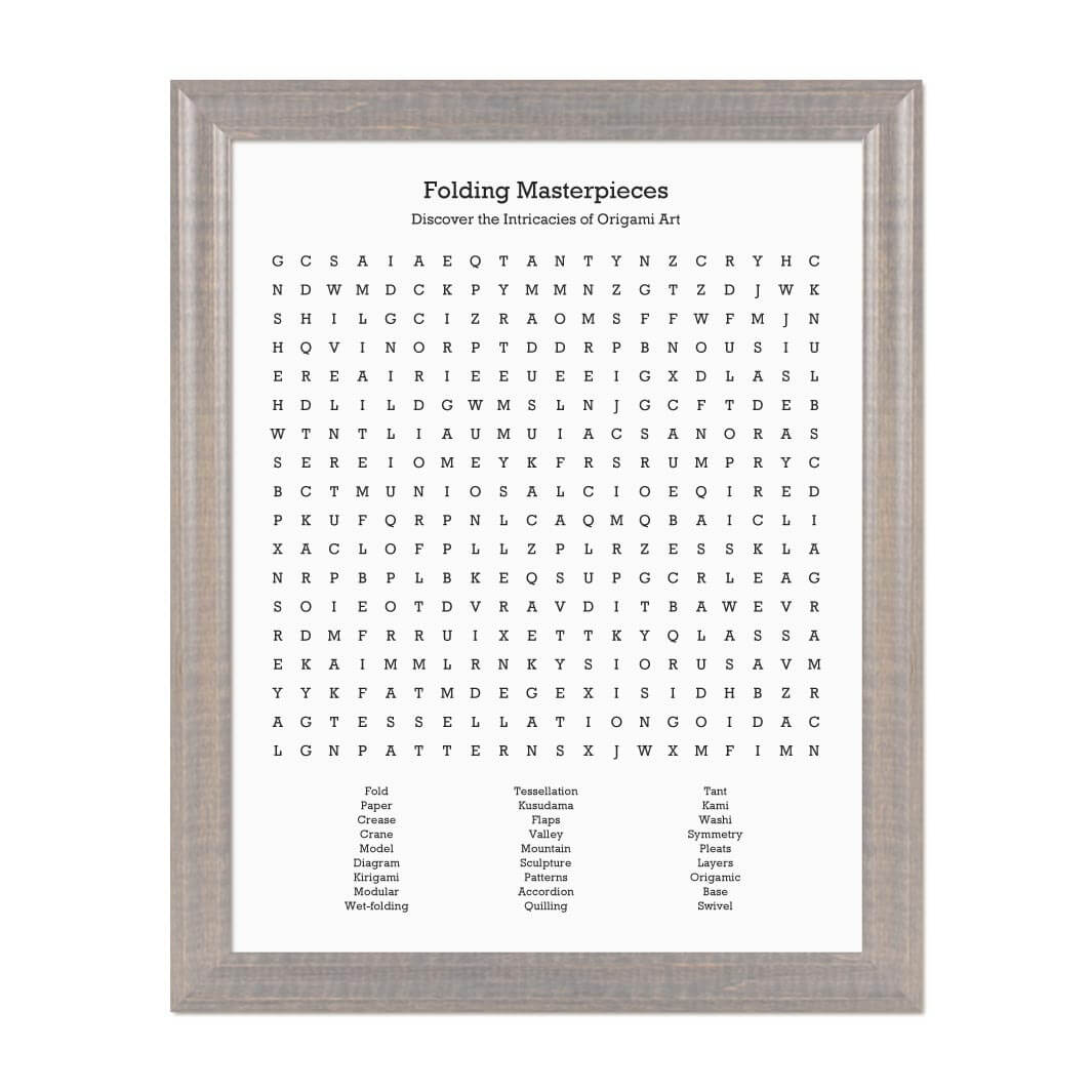 Custom Oragami Word Search Art Print#color-finish_gray-beveled-frame