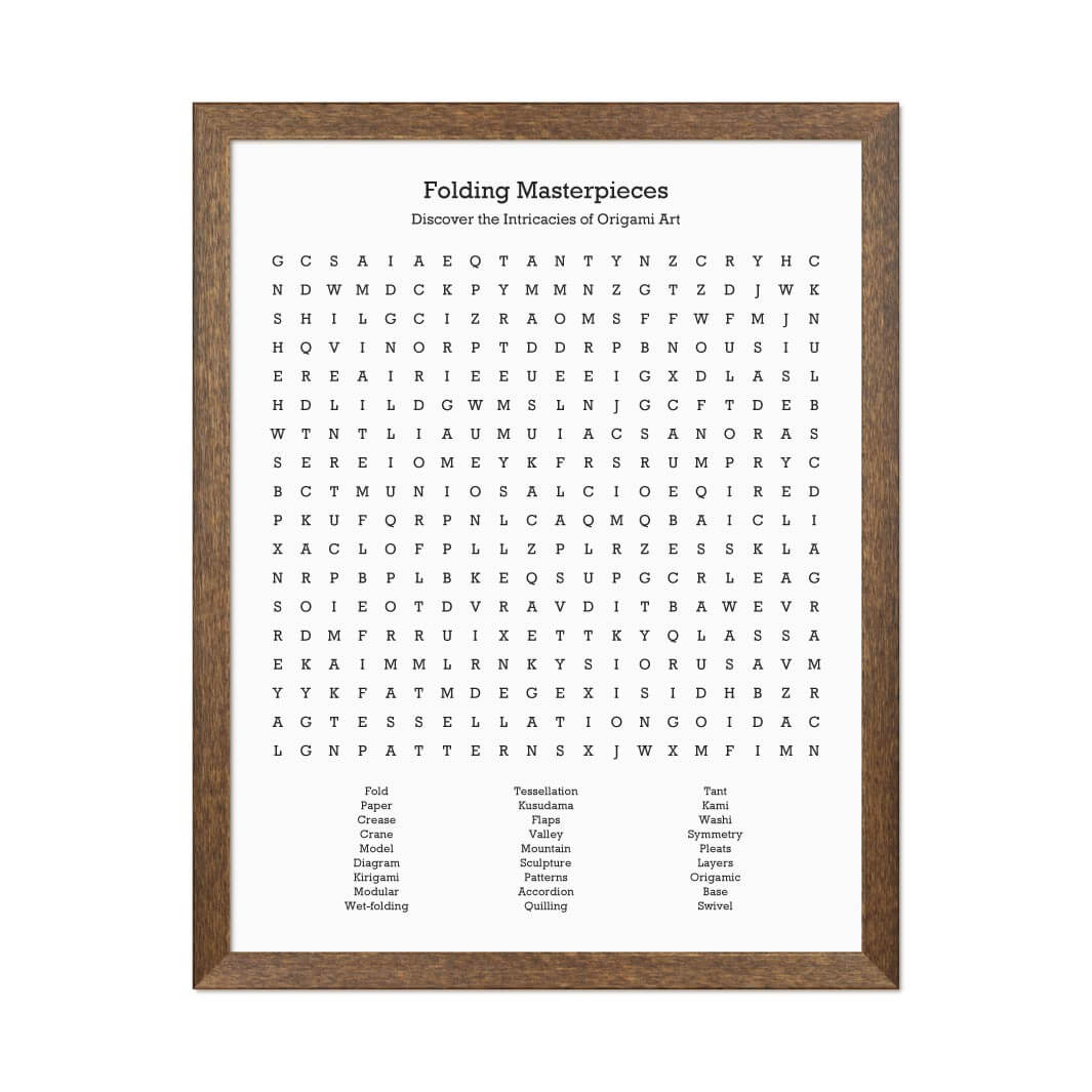 Custom Oragami Word Search Art Print#color-finish_walnut-thin-frame