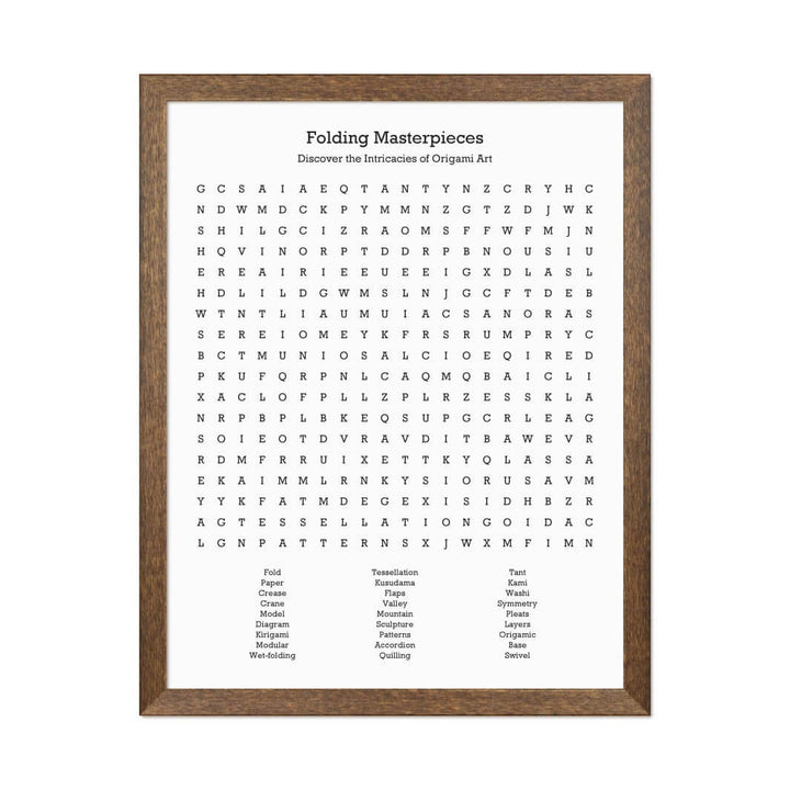 Custom Oragami Word Search Art Print#color-finish_walnut-thin-frame