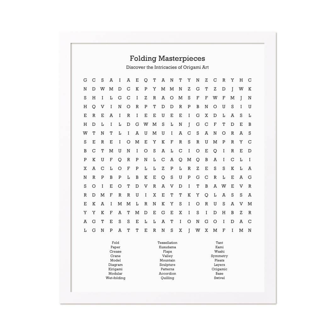 Custom Oragami Word Search Art Print#color-finish_white-thin-frame